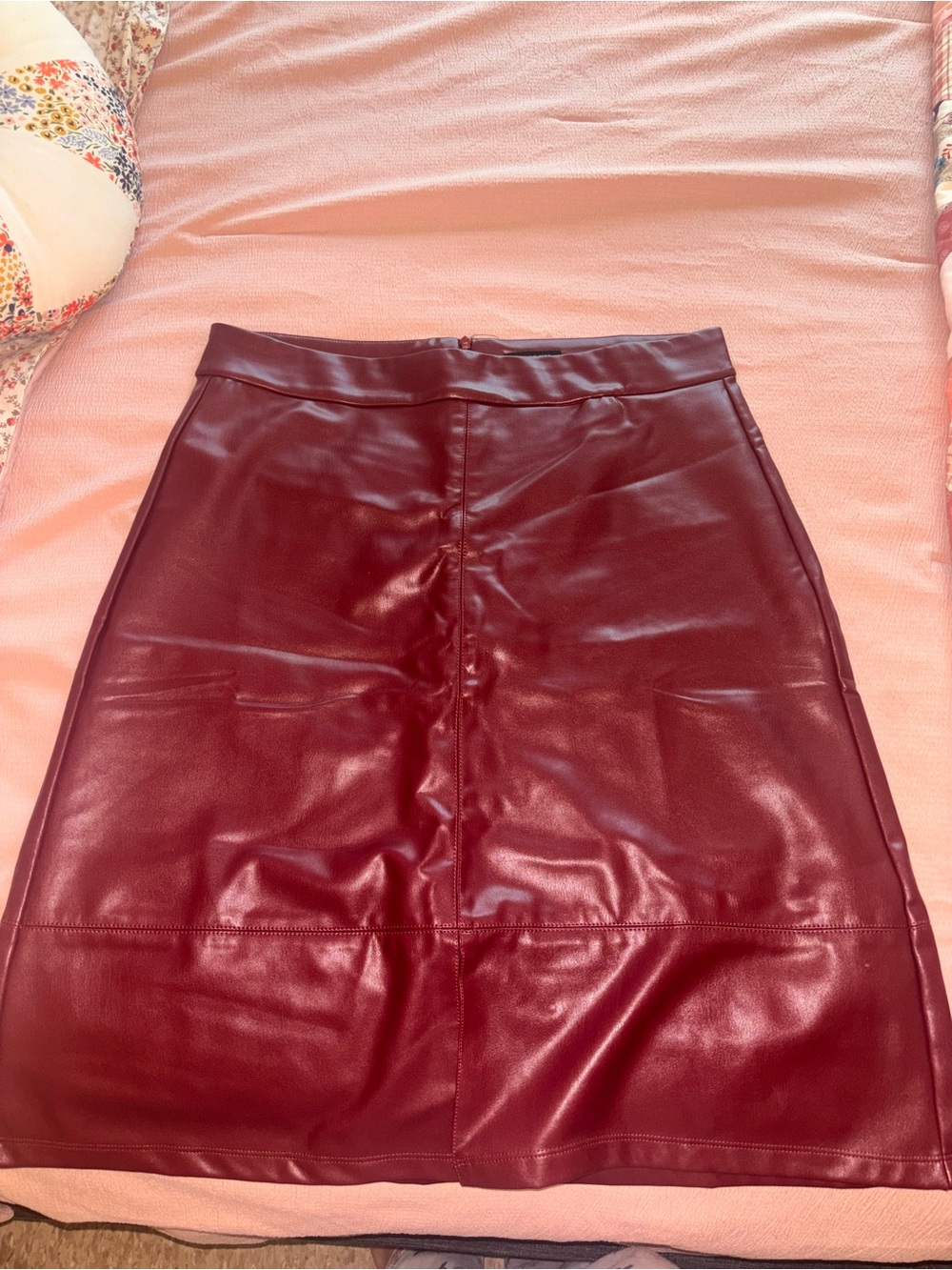 NYDJ Faux Leather A-Line Skirt in Wine